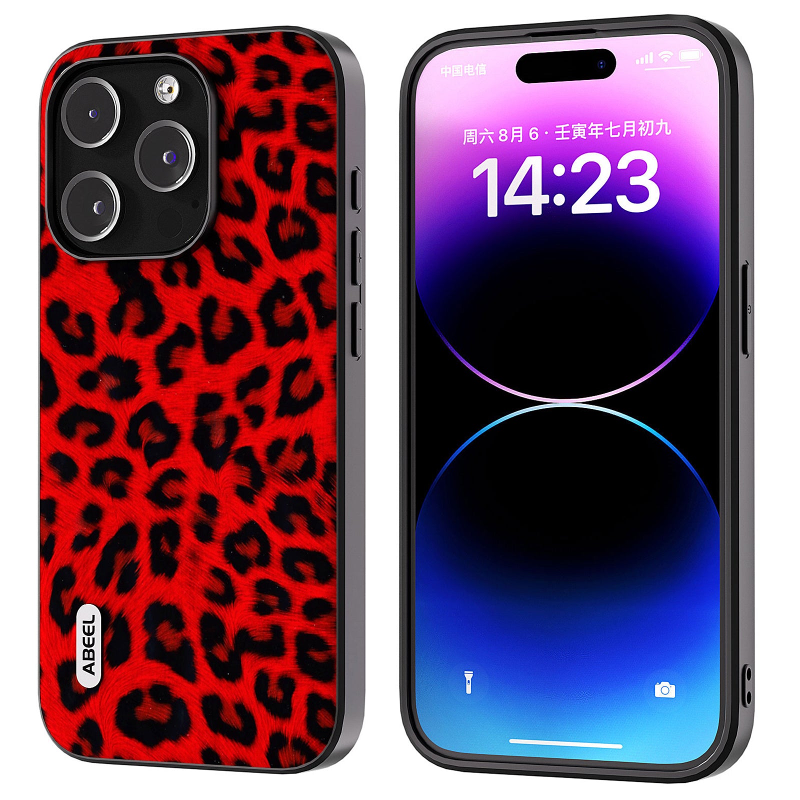 Ochranné pouzdro na telefon ABEEL pro iPhone 15 Pro Leopardí vzor PU kůže TPU zadní kryt PC Ochranné pouzdro na telefon ABEEL pro iPhone 15 Pro Leopardí vzor PU kůže TPU zadní kryt PC